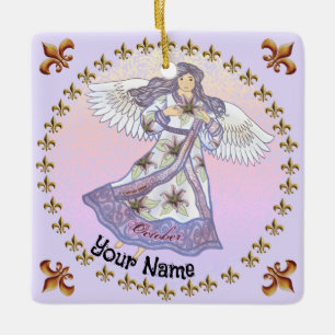 Oktober Verjaardag Angel verjaardag aangepaste orn Keramisch Ornament