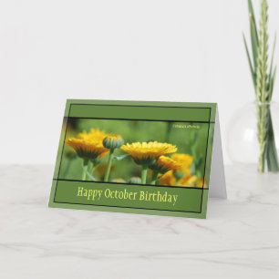 Oktober Verjaardag Bloemen Kaart