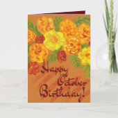 Oktober Verjaardag Bloemen Kaart van goudsbloemen  (Voorkant)