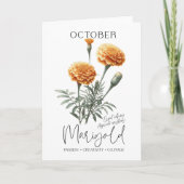 Oktober Verjaardag Geboorte Maand Bloem Marigold Kaart (Voorkant)