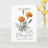 Oktober Verjaardag Geboorte Maand Bloem Marigold Kaart (Gele Bloem)