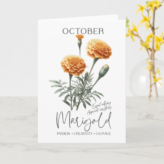 Oktober Verjaardag Geboorte Maand Bloem Marigold Kaart (Gele Bloem)