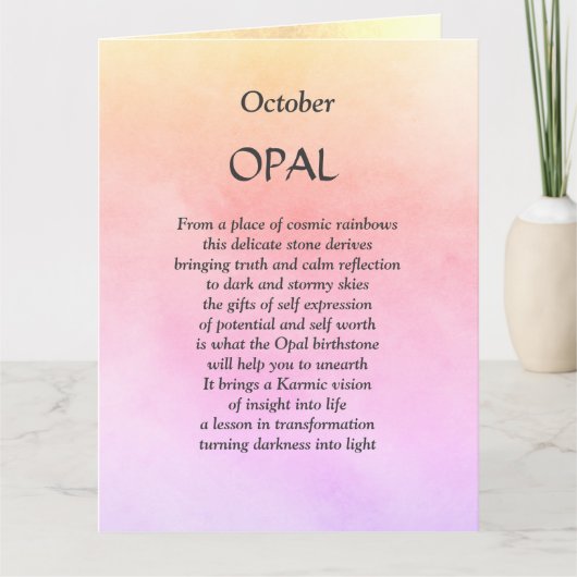 Oktober verjaardag geboortesteen Opal Greeting Kaart (Voorkant)