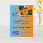Oktober Verjaardag Kaart - Marigold en Opal (Gele Bloem)