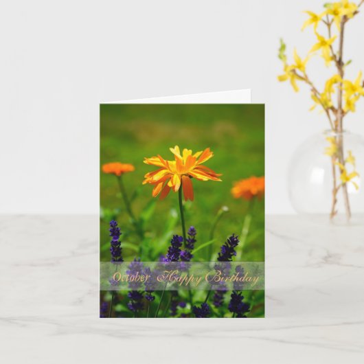 Oktober Verjaardag Prachtige Oranje goudsbloemen Kaart (Gele Bloem)