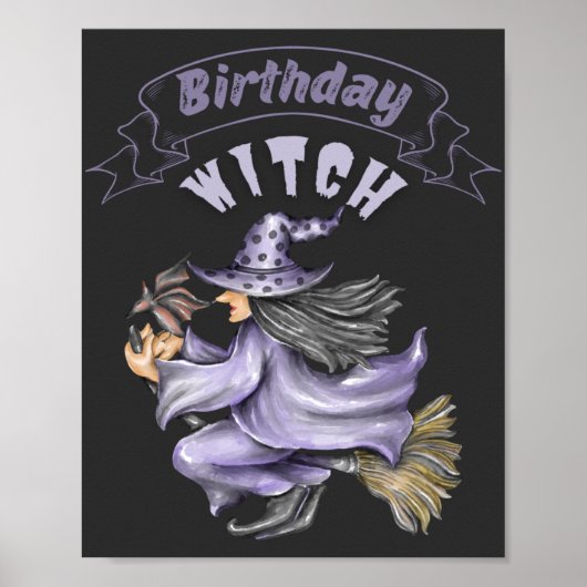 Oktober verjaardag Witch Spooky Halloween Poster (Voorkant)
