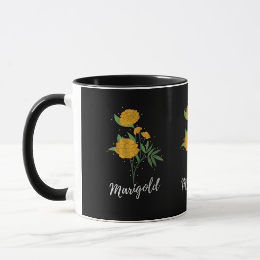 Oktober verjaardagscadeau marigold flower  mok (Links)