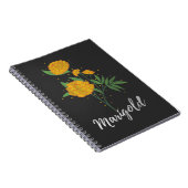 Oktober verjaardagscadeau marigold flower notitieboek (Rechterzijde)