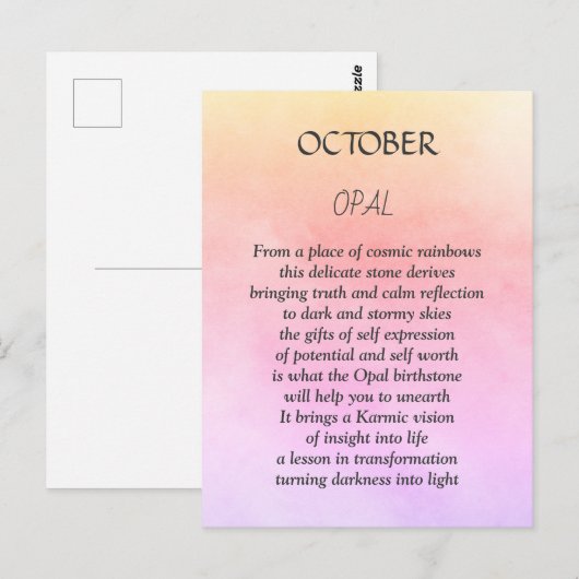 Oktober verjaardagssteen Opal Briefkaart (Voorkant / Achterkant)