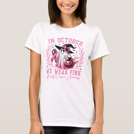 Oktober We Draag het T-shirt van Pink Woman (Voorkant)
