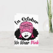 Oktober We Draag Pink Black Girl Borstkanker Award Kaart (Achterkant)