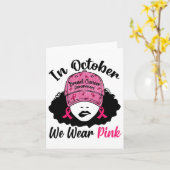 Oktober We Draag Pink Black Girl Borstkanker Award Kaart (Gele Bloem)