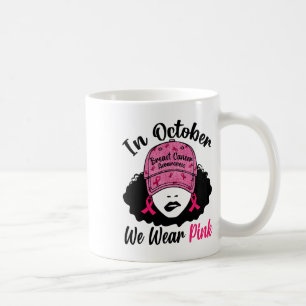 Oktober We Draag Pink Black Girl Borstkanker Award Koffiemok