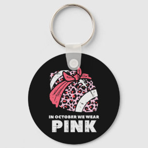 Oktober We Draag Pink Footbyll Borstkanker Awaren Sleutelhanger