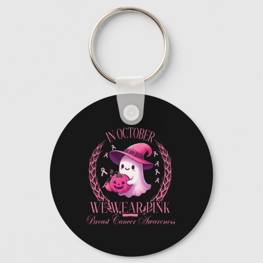 Oktober We Draag Pink Ghost Vechten tegen Borstkan Sleutelhanger (Voorkant)