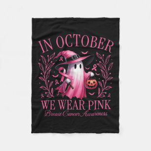 Oktober We Draag Pink Ghost Witch Borstkanker Awa Fleece Deken