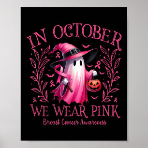 Oktober We Draag Pink Ghost Witch Borstkanker Awa Poster