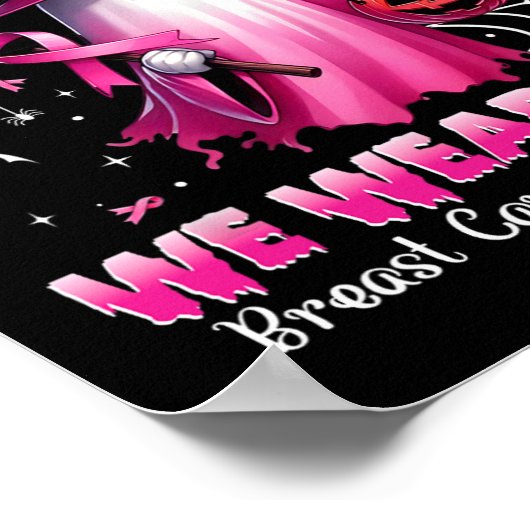 Oktober We Draag Pink Ghost Witch Borstkanker Awa Poster (Hoek)