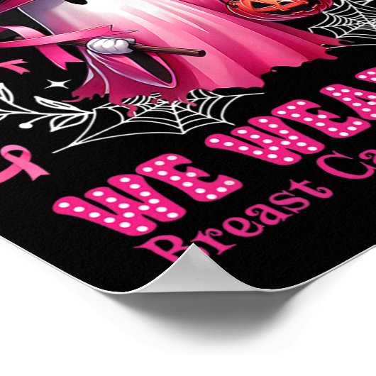 Oktober We Draag Pink Ghost Witch Borstkanker Awa Poster (Hoek)
