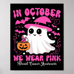 Oktober We Draag Pink Ghost Witch Borstkanker Awa Poster