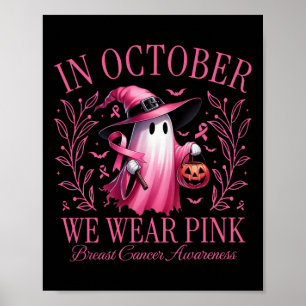 Oktober We Draag Pink Ghost Witch Borstkanker Awa Poster