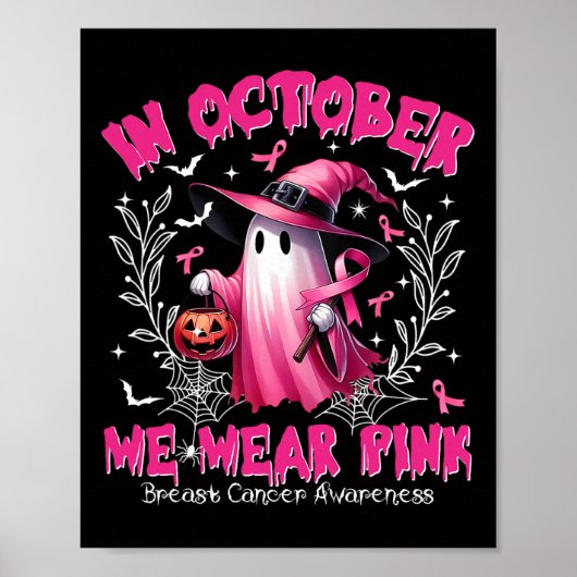 Oktober We Draag Pink Ghost Witch Borstkanker Awa Poster (Voorkant)