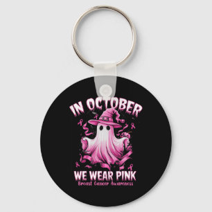 Oktober We Draag Pink Ghost Witch Borstkanker Awa Sleutelhanger
