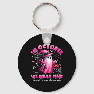 Oktober We Draag Pink Ghost Witch Borstkanker Awa Sleutelhanger
