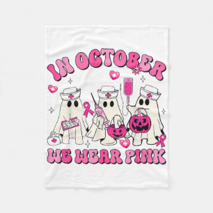 Oktober We Draag Pink Nurse Ghost Halloween Breast Fleece Deken