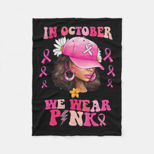 Oktober We Draag Roze Black Woman Breast Cancer Aw Fleece Deken