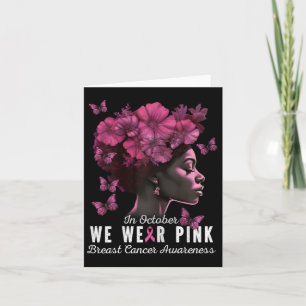 Oktober We Draag Roze Black Woman Breast Cancer Aw Kaart