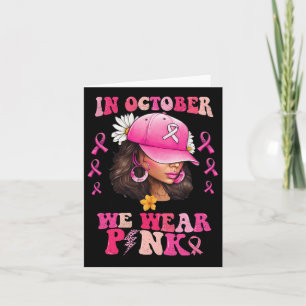 Oktober We Draag Roze Black Woman Breast Cancer Aw Kaart