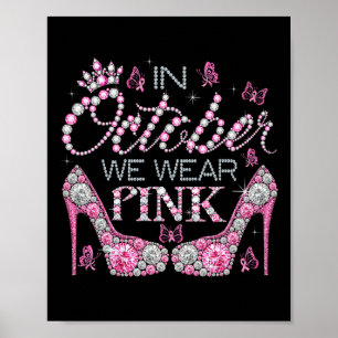 Oktober We Draag Roze Borstkanker Bewustzijn Hoog Poster