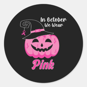 Oktober We Draag Roze Borstkanker Bewustzijn Kinde Ronde Sticker