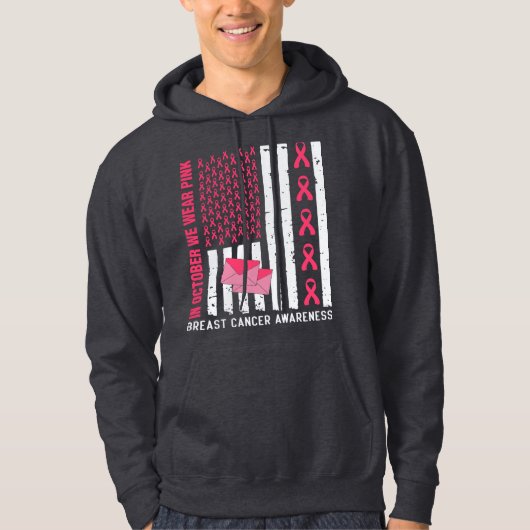 Oktober We Draag Roze Borstkanker Bewustzijn Posta Hoodie (Voorkant)