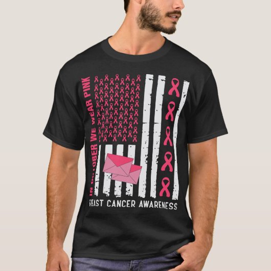 Oktober We Draag Roze Borstkanker Bewustzijn Posta T-shirt (Voorkant)