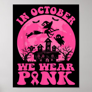 Oktober We Draag Roze Borstkanker Bewustzijn Ribbo Poster