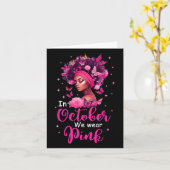Oktober We Draag Roze Borstkanker Bewustzijn Zwart Kaart (Gele Bloem)