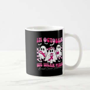 Oktober We Draag Roze Borstkanker Bewustzijnsspook Koffiemok