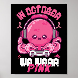 Oktober We Draag Roze Borstkanker Gaming Kinder Jo Poster