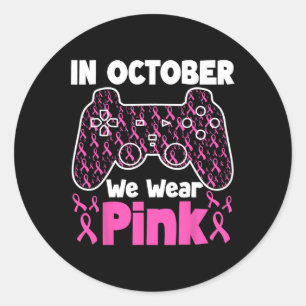 Oktober We Draag Roze Borstkanker Gaming Kinder Jo Ronde Sticker