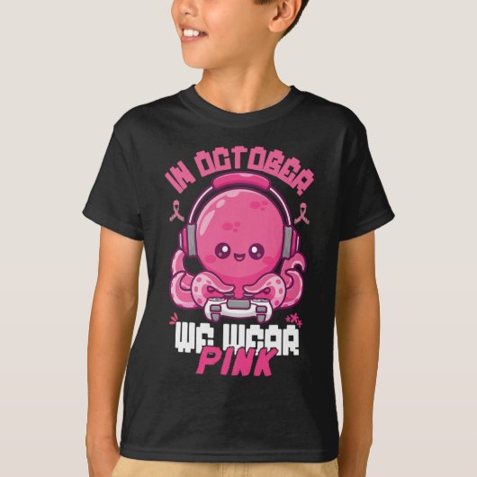 Oktober We Draag Roze Borstkanker Gaming Kinder Jo T-shirt (Voorkant)