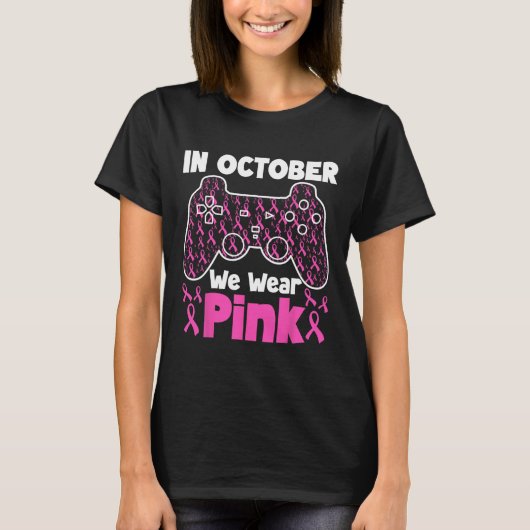 Oktober We Draag Roze Borstkanker Gaming Kinder Jo T-shirt (Voorkant)