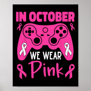 Oktober We Draag Roze Borstkanker Gaming Kinder To Poster
