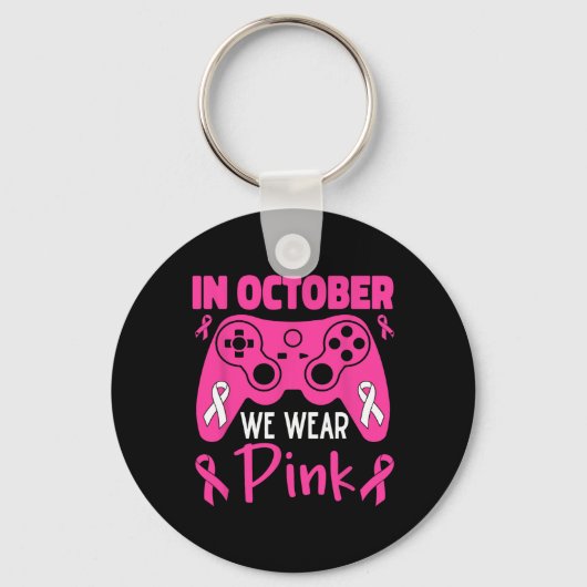 Oktober We Draag Roze Borstkanker Gaming Kinder To Sleutelhanger (Voorkant)
