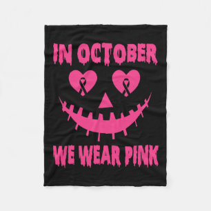Oktober We Draag Roze Borstkanker Halloween Pumpk Fleece Deken