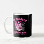 Oktober We Draag Roze Borstkanker Vrouwen Ghost Ha Koffiemok (Links)