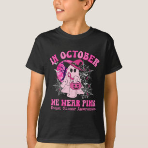 Oktober We Draag Roze Borstkanker Vrouwen Ghost Ha T-shirt