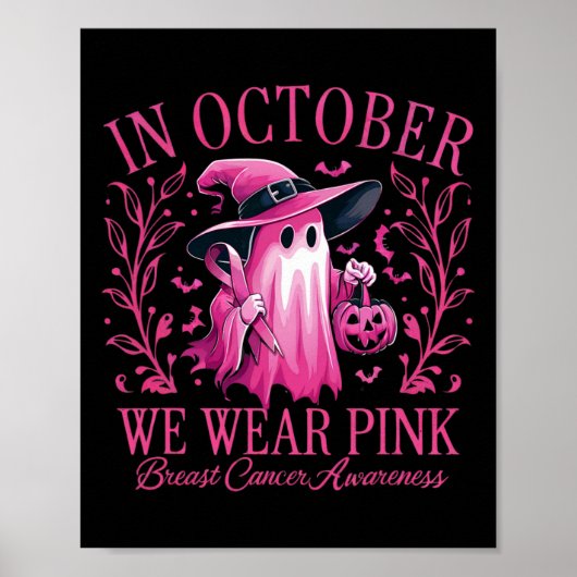 Oktober we Draag roze borstkankerbewustzijn Hallo Poster (Voorkant)