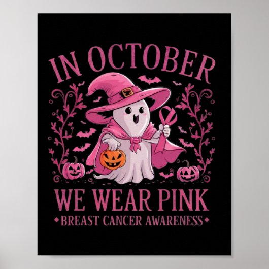 Oktober we Draag roze borstkankerbewustzijn Hallo Poster (Voorkant)